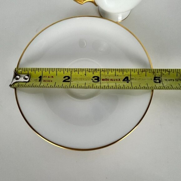 Okura Art White Porcelain Tea Cup and Saucer Set Japan 24K Gold Rims - Picture 11 of 14